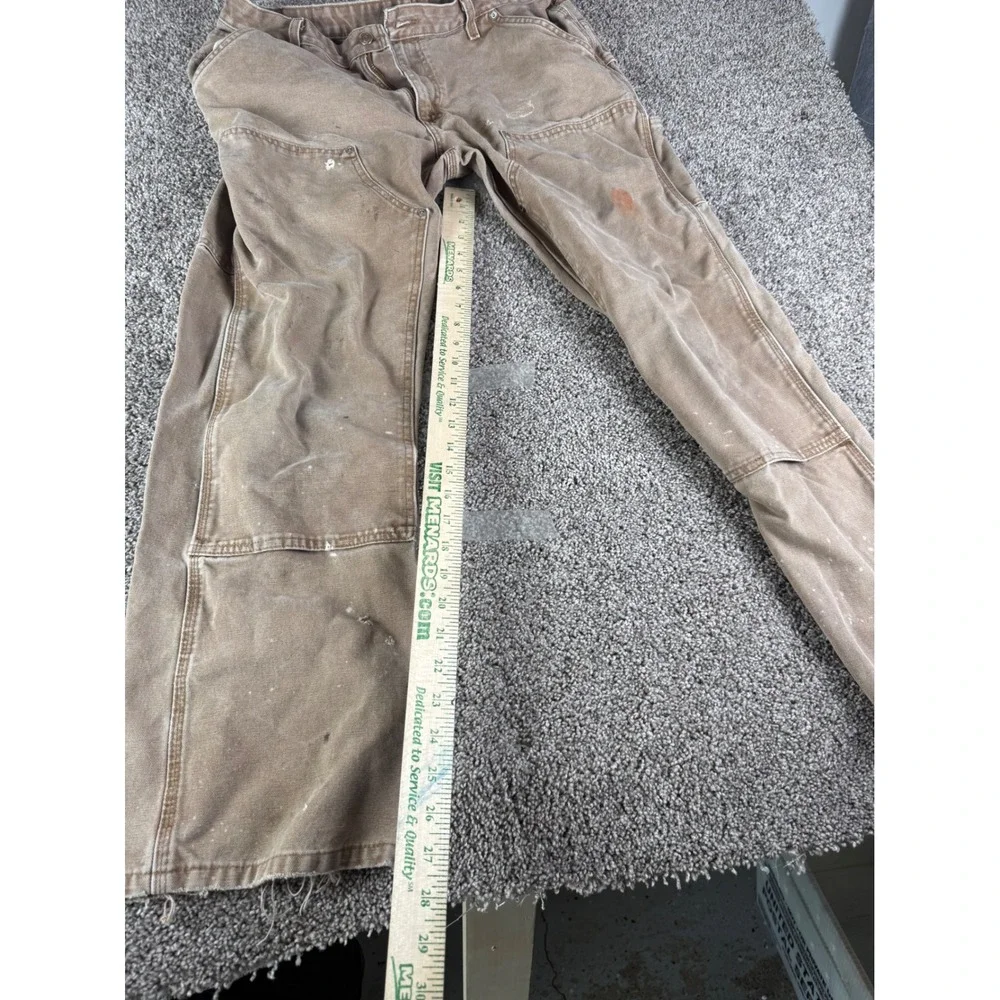 Carhartt Double Knee Work Pants Tan Canvas Distressed Mens 32x29 B01 BRN